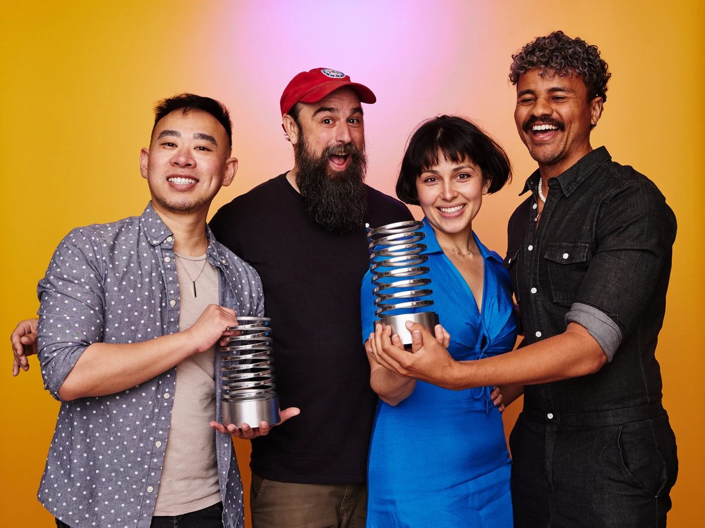 Kane with his team behind Prime Video’s Webby-winning Plot Pitches series.